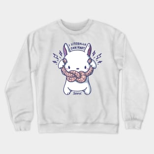 Kawaii Cute bunny rabbit with knot and quote "I literally can knot" pun Crewneck Sweatshirt